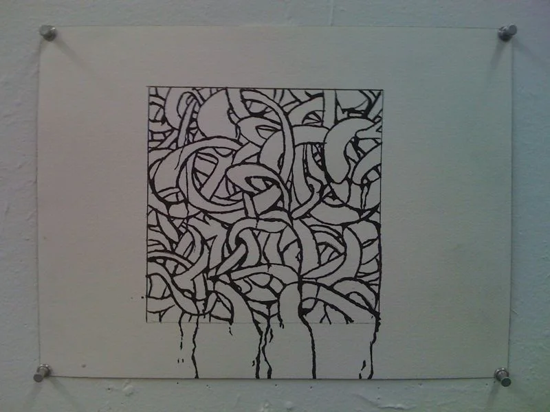India ink on watercolor paper. Drawn directly with India ink dropper.