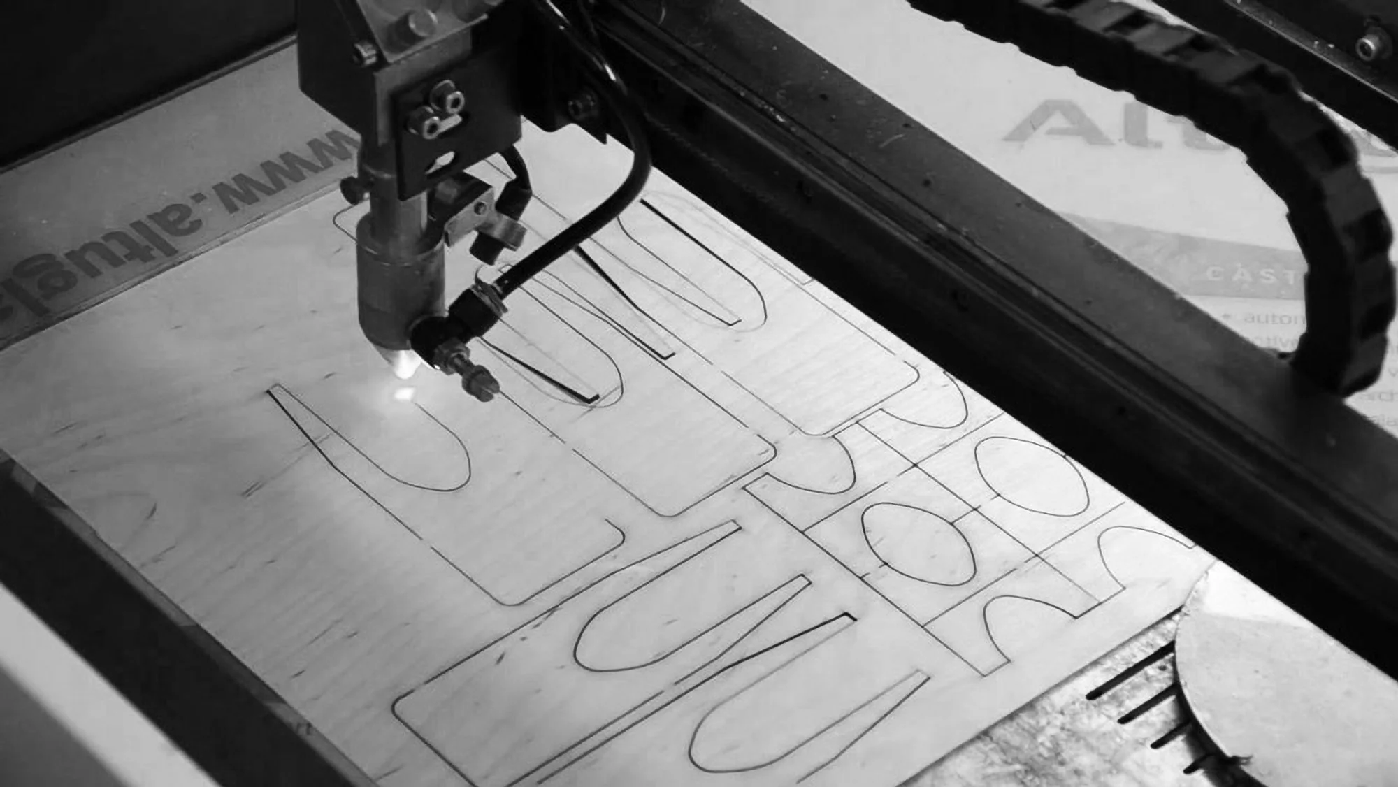 Our laser cutter in action.