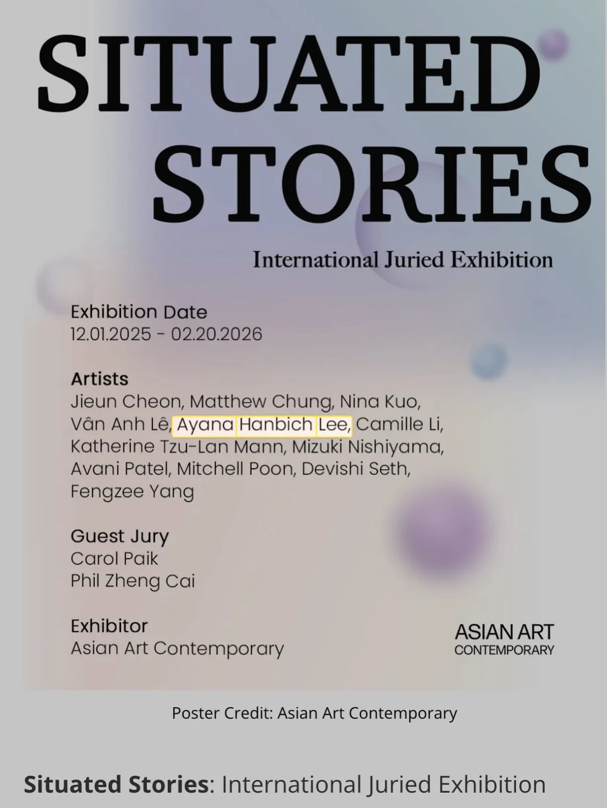 A new exhibition at Asian Art Contemporary 

Situated Stories: International Juried Exhibition brings together artists from across the globe whose practices explore the power of narrative through diverse media-painting, photography, digital works, in