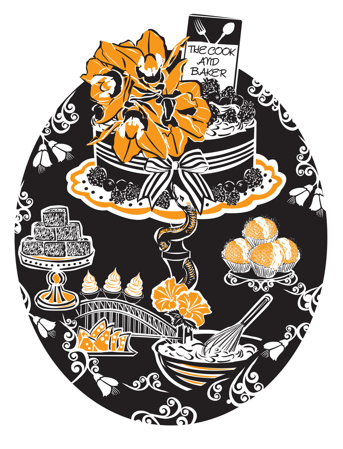  Tea towel commissioned by 'The Cook and Baker' café, Sydney 2015. 