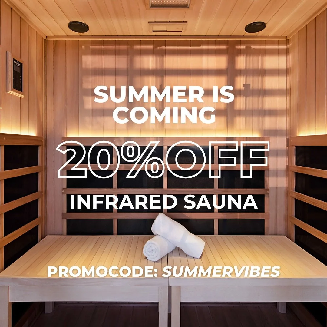 Step into calm this summer. Our Infrared Sauna packs are now 20% off as part of our Summer Sale.
☀️ Treat your body to a deep, detoxifying sweat, glowing skin, relaxation, and recovery all in one. Use promo code SUMMERVIBES and grab your spot via the
