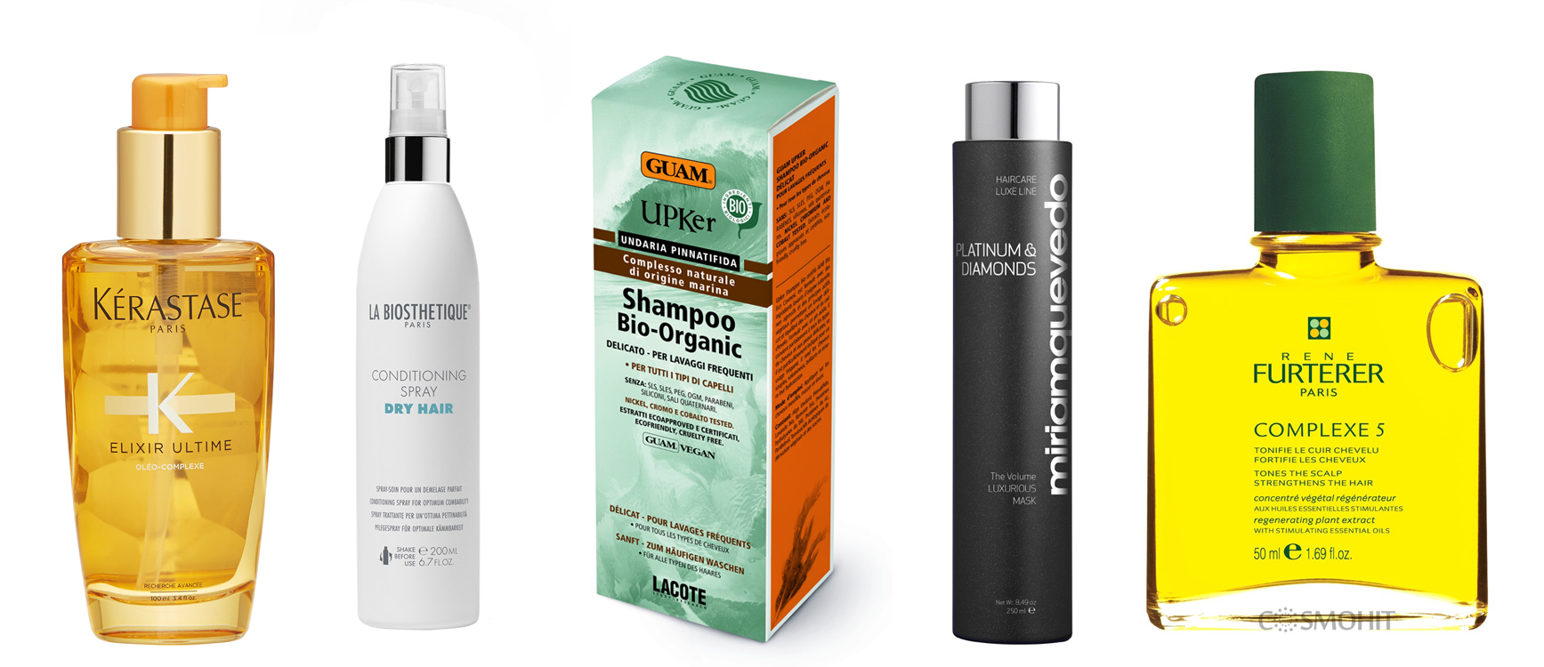 МАСЛО ДЛЯ ВОЛОС KERASTASE ELIXIR ULTIME , СПРАШИВАЙТЕ В САЛОНАХ КРАСОТЫ; КОНДИЦИОНЕР-СПРЕЙ LA BIOSTHETIQUE CONDITION ING DRY HAIR, LABIOSTHETIQUE.COM.UA, 682 ГРН ; ДЕЛИКАТНЫЙ ШАМПУНЬ ДЛЯ ЧАСТОГО ИСПОЛЬЗОВАНИЯ GUAM, GUAM.COM.UA, 375 ГРН .; МАСКА ДЛЯ ВОЛОС MIRIAM QUEVEDO, LETU.UA, 1388 ГРН .; МАСЛО ПРОТИВ ВЫПАДЕНИЯ ВОЛОС RENE FURTERER COMPLEXE 5, LETU.UA, 2006 ГРН .