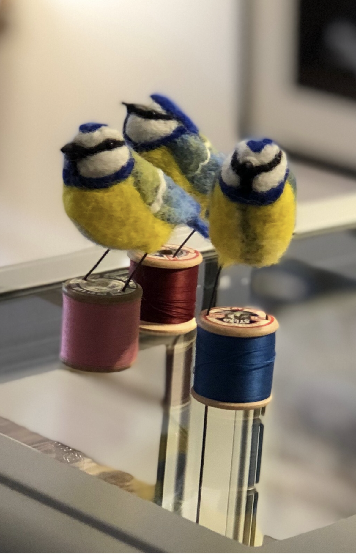 needle felt blue-tits