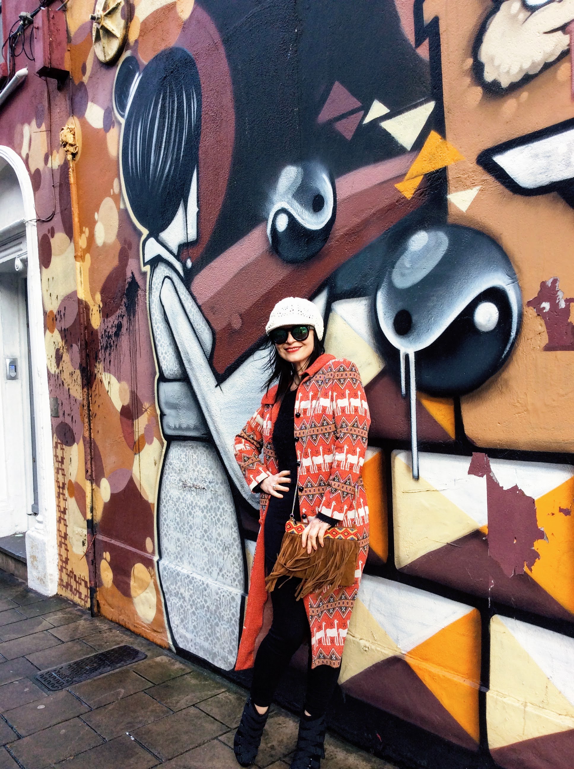 The Alpaca print coat is vintage 60's and was bought at the Dublin Flea in Corn market Dublin 8