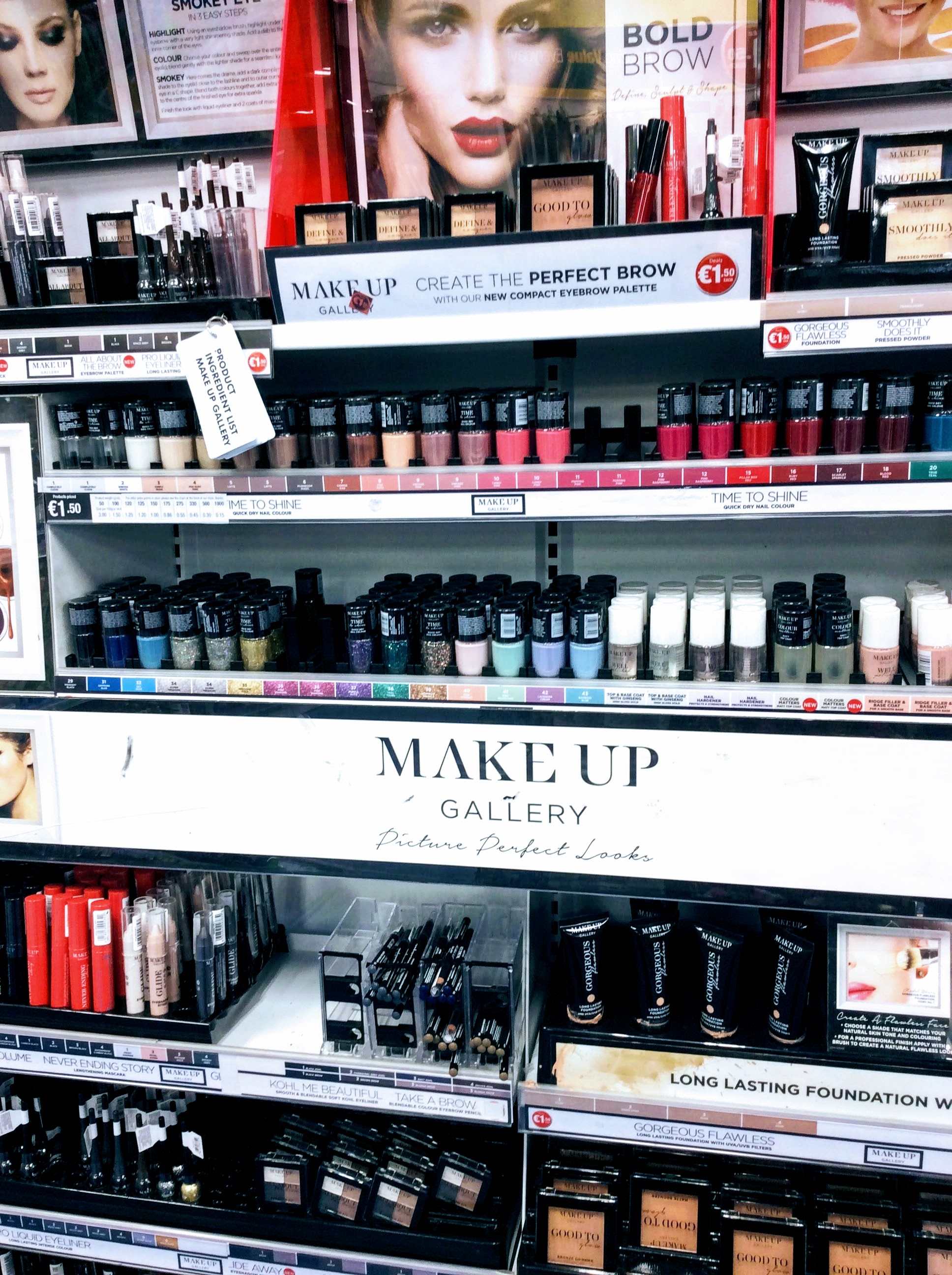 dealz stock very impressive variety of cosmetics including a full range of brow products. All €1.49.