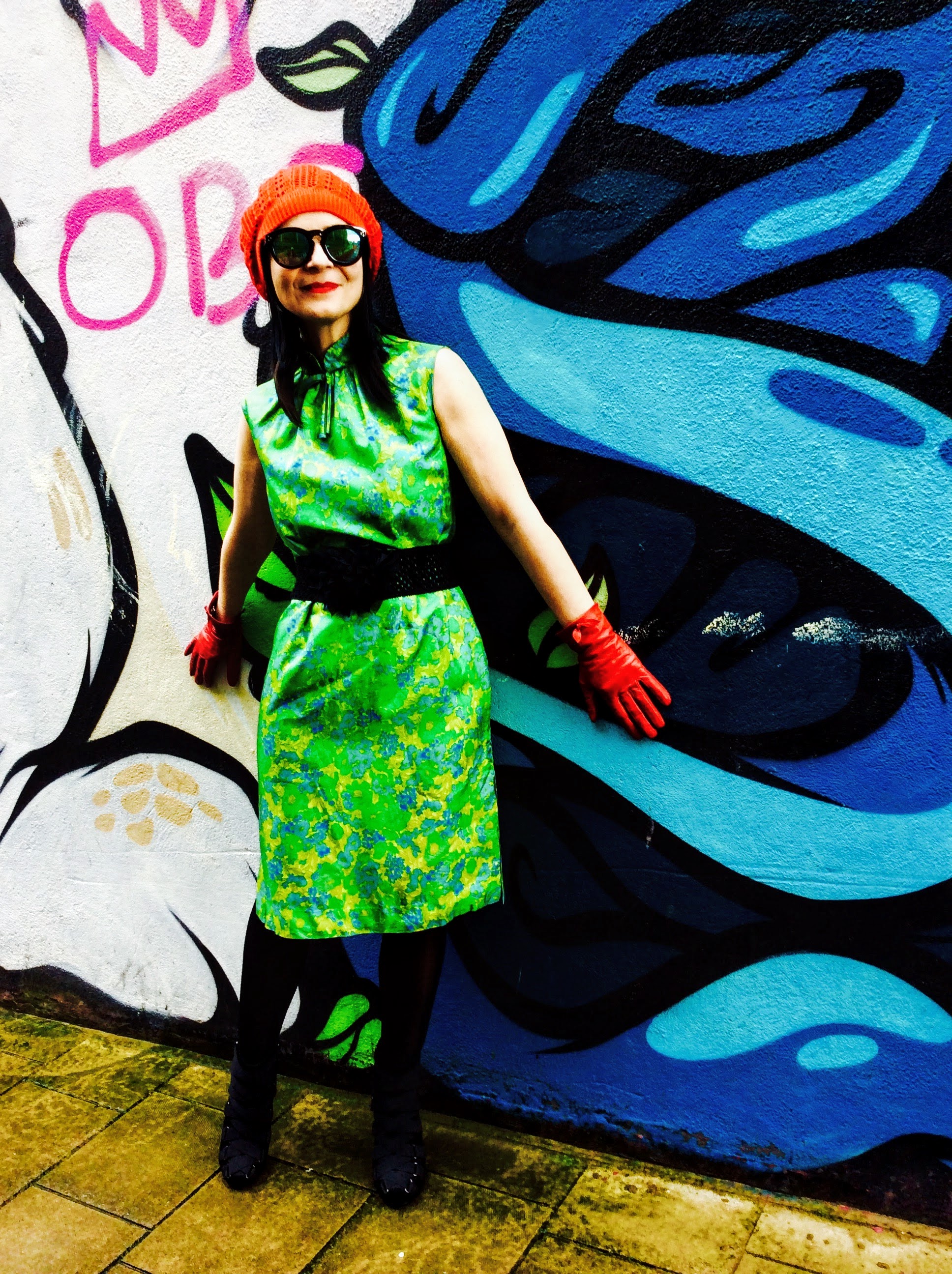 Lime green Vintage Dress!