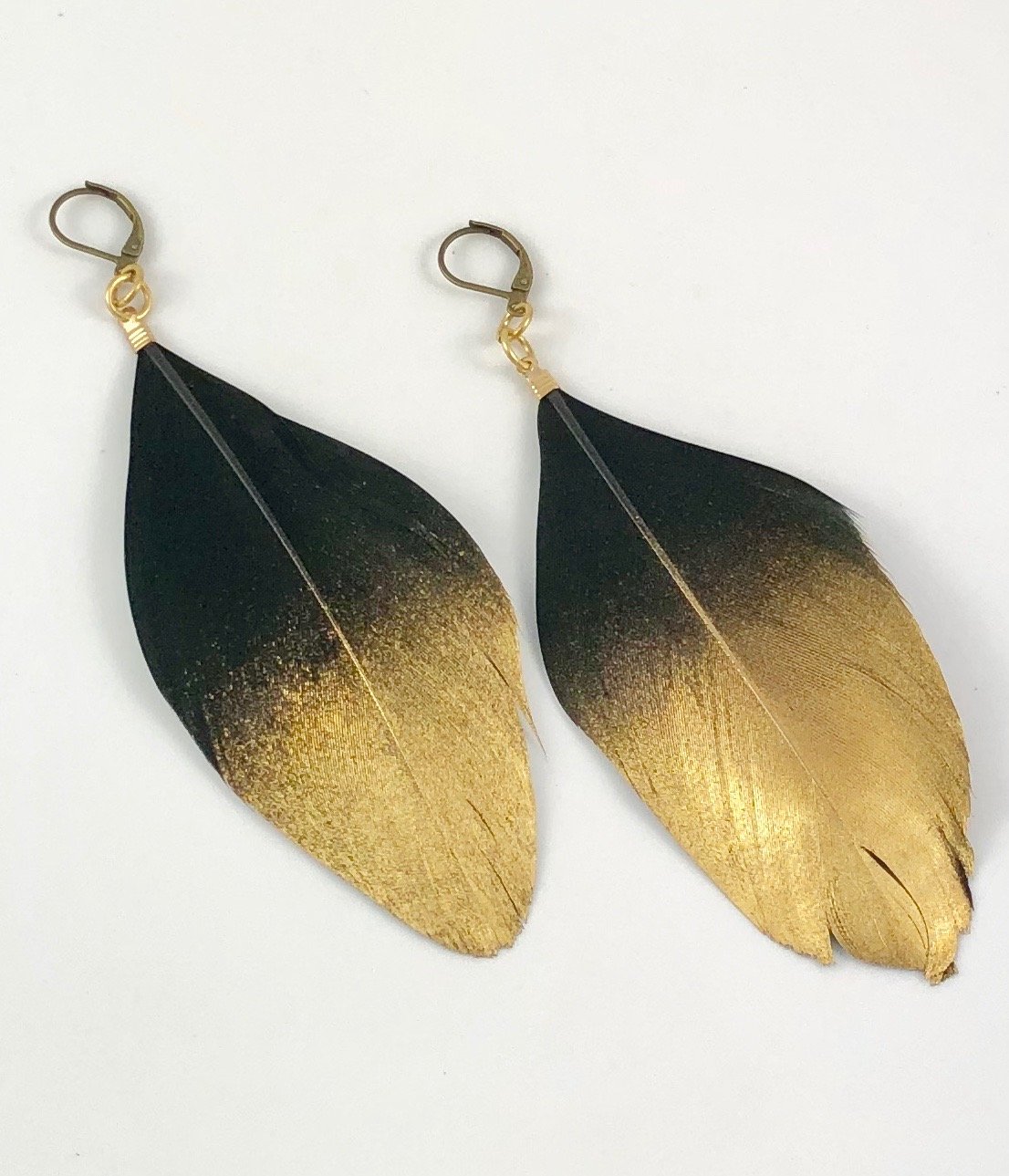 Crunchy Diva Designs Gold Dipped Duck Feather Earrings.jpeg