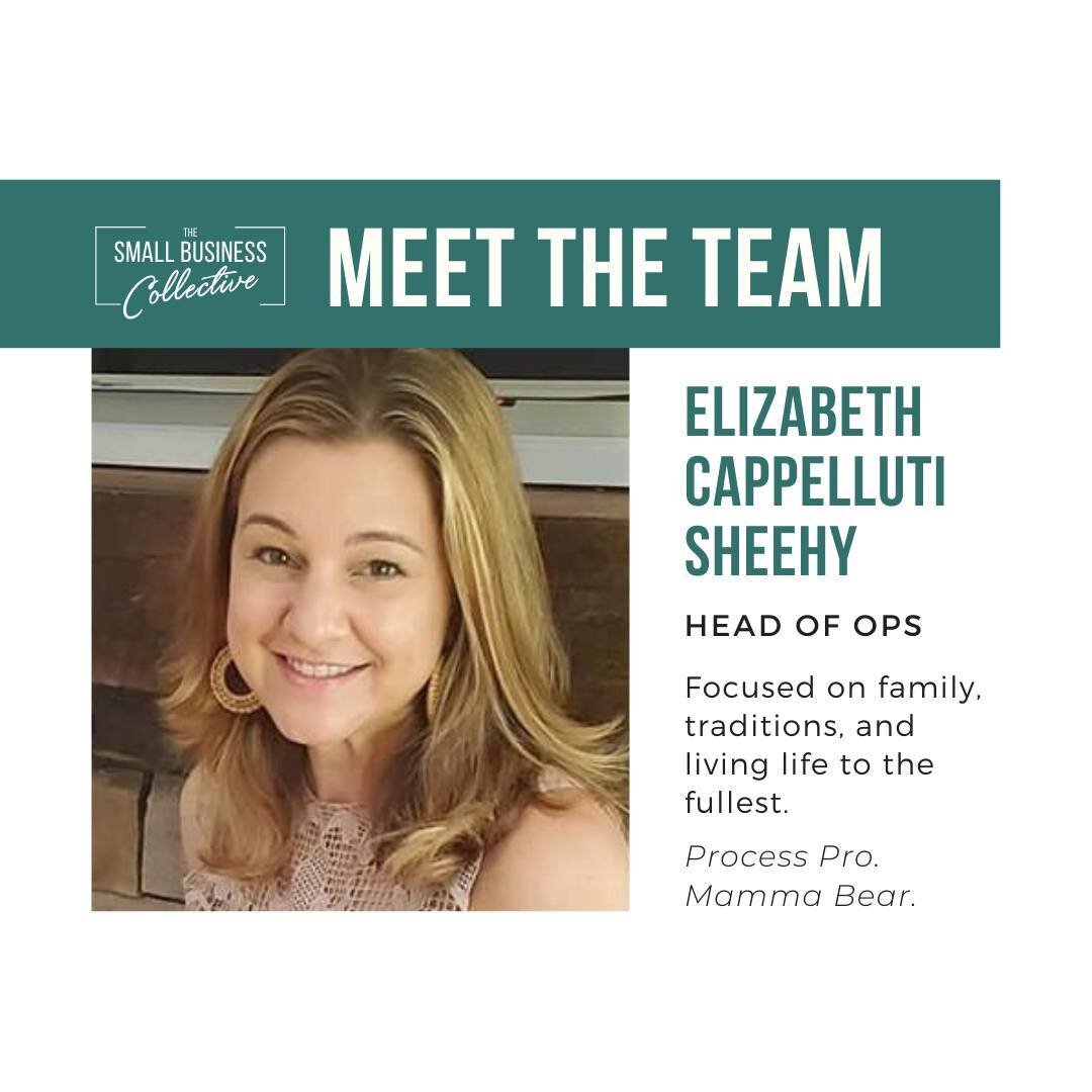 MEET THE TEAM!
Next up, meet Elizabeth Cappelluti Sheehy, our Head of Operations at The Small Business Collective.
She is a lover of summer, dogs, and all pumpkin-flavored things. Before joining The Small Business Collective, Liz hailed from Northern