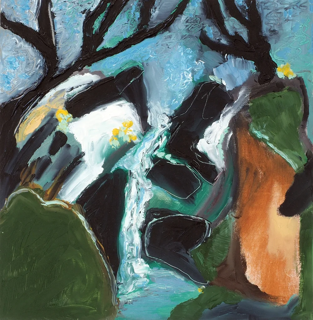 Waterfall Oil on board, 30cm x 30cm (38cm x 38cm framed) (Sold)