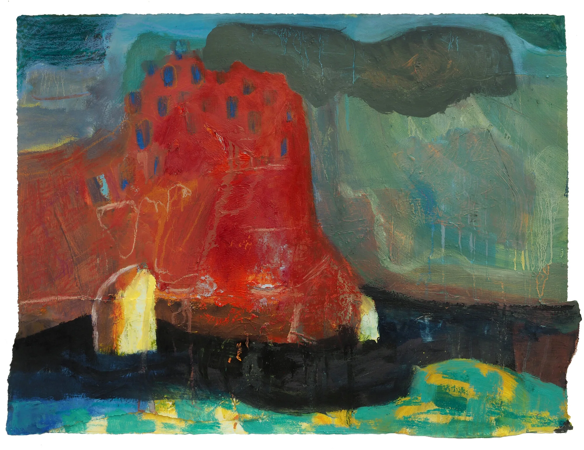 Fragile Island 6, Oil and mixed media on Arches paper, 57 x 78cm