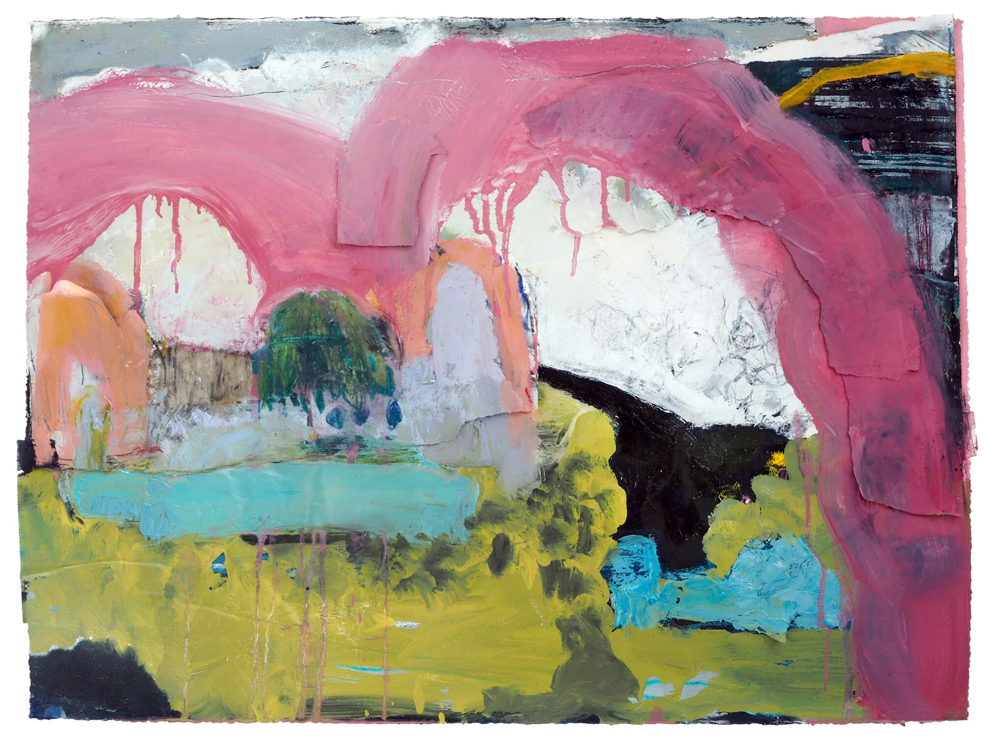 Fragile Island 8, Oil and mixed media on Arches paper, 2020, 57 x 76 cm