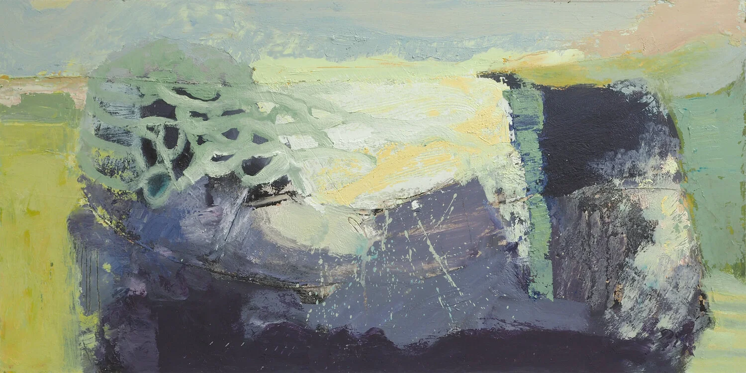 Fragile Island 9, Oil and mixed media on board, 2020, 30 x 60 cm