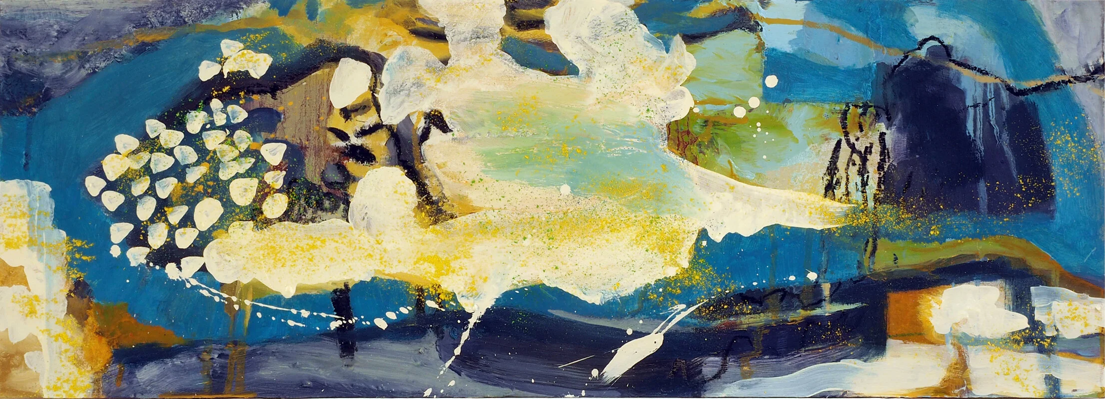 Storm Beach, Oil and mixed media on board, 2020, 30 x 90 cm