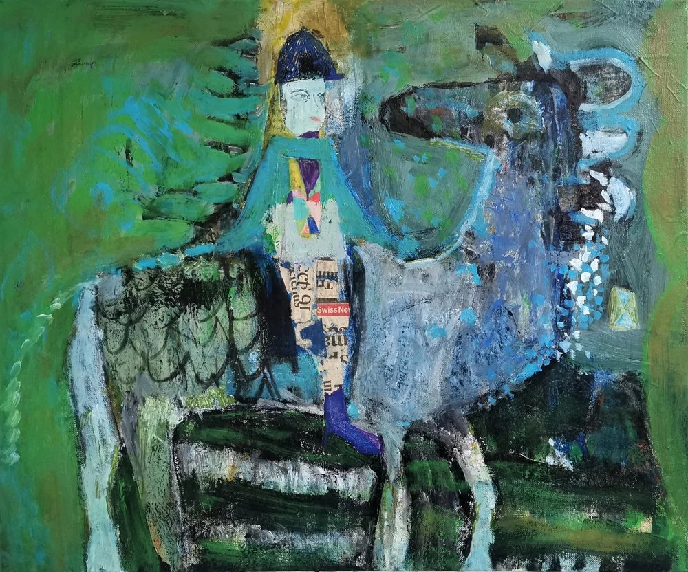 The Dreamer - painting of a girl on a strange creature