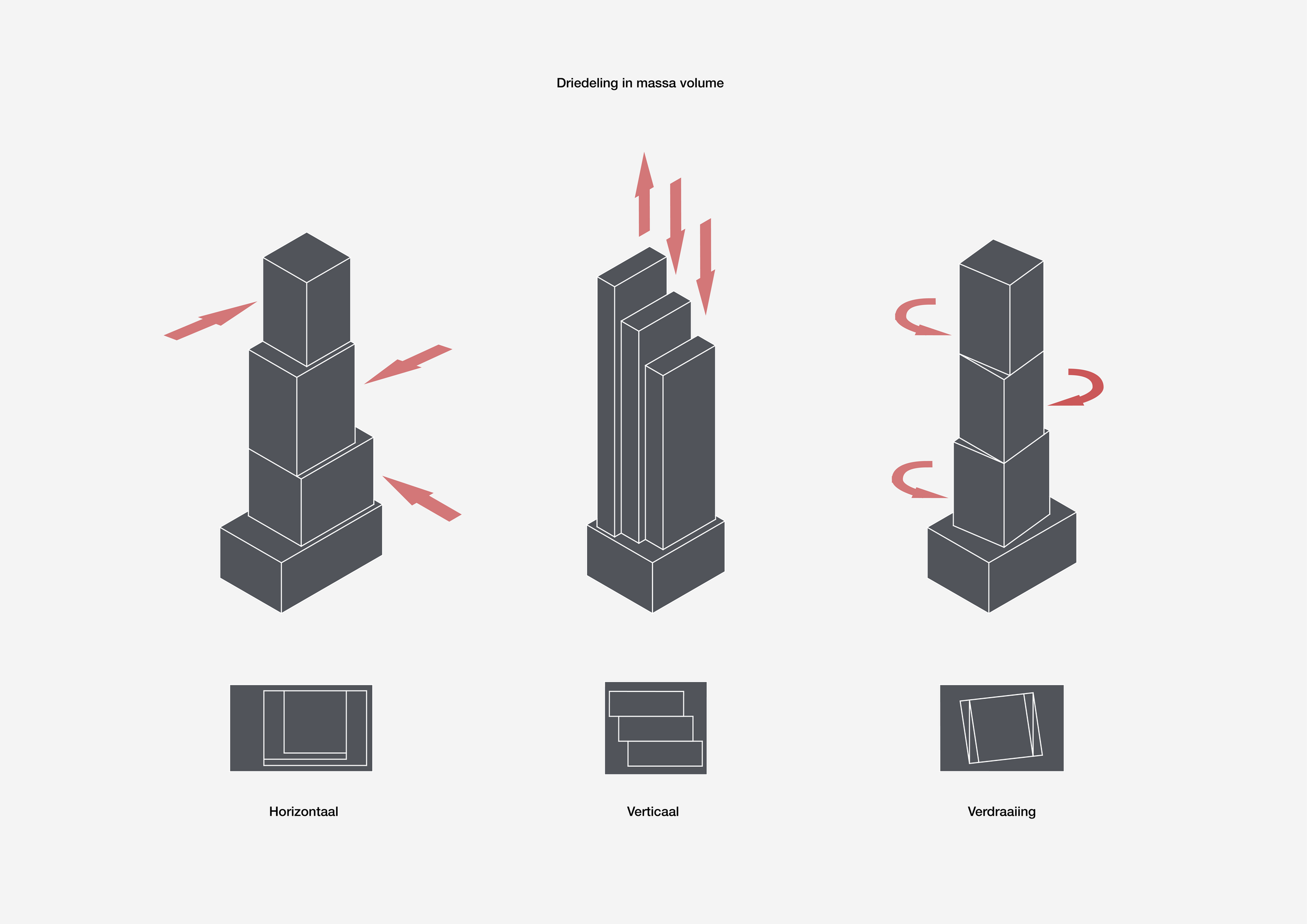 Highrise massing setback diagram for Sluisbuurt Amsterdam a vertical neighborhood with highrise a waterfront development by BurtonHamfelt Urban Architecture