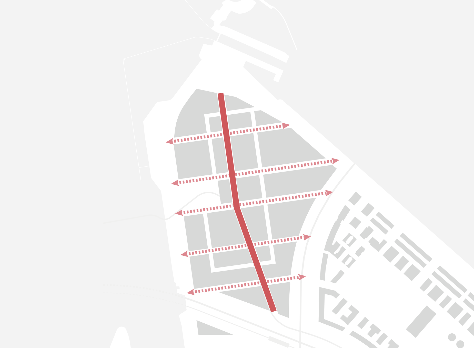 Urban plan diagram for Sluisbuurt Amsterdam a vertical neighborhood with highrise a waterfront development by BurtonHamfelt Urban Architecture