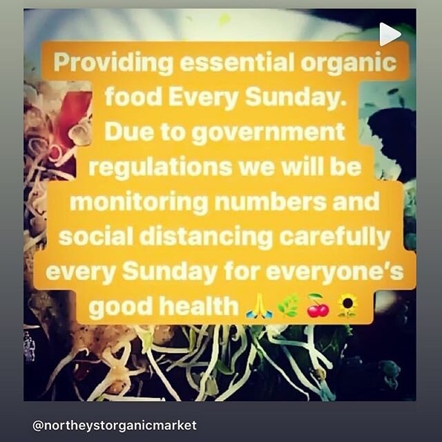 Repost from @northeystorganicmarket
.....
Providing fresh organic produce in an open air environment every Sunday. Due to tighter government regulations on farmers market numbers and social distancing, we will only have one entrance into the market o