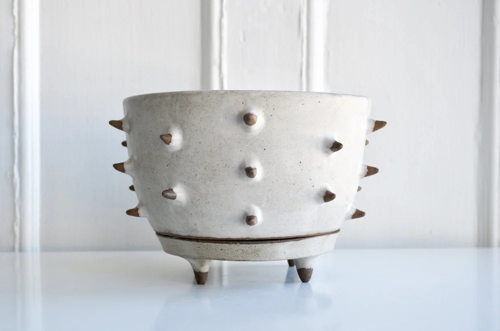 Medium Matte White Spiked Planter (Upward Spikes) — Maria Polky