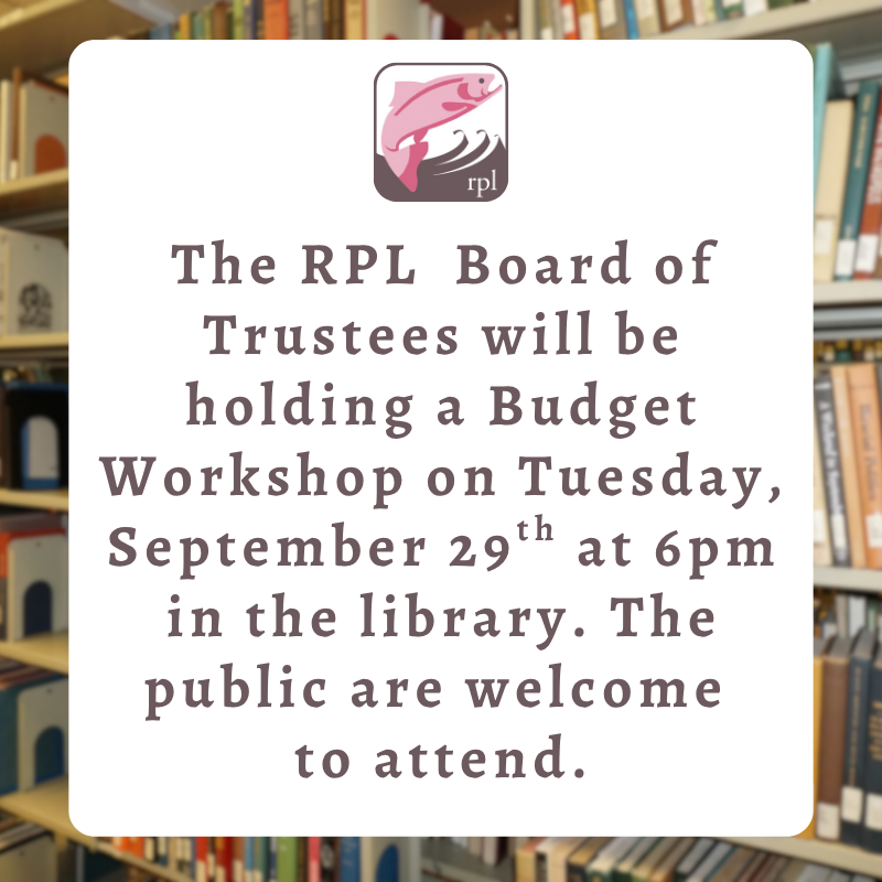 PRL Board of Trustees Budget Workshop: Tuesday, 9/29 @ 6pm