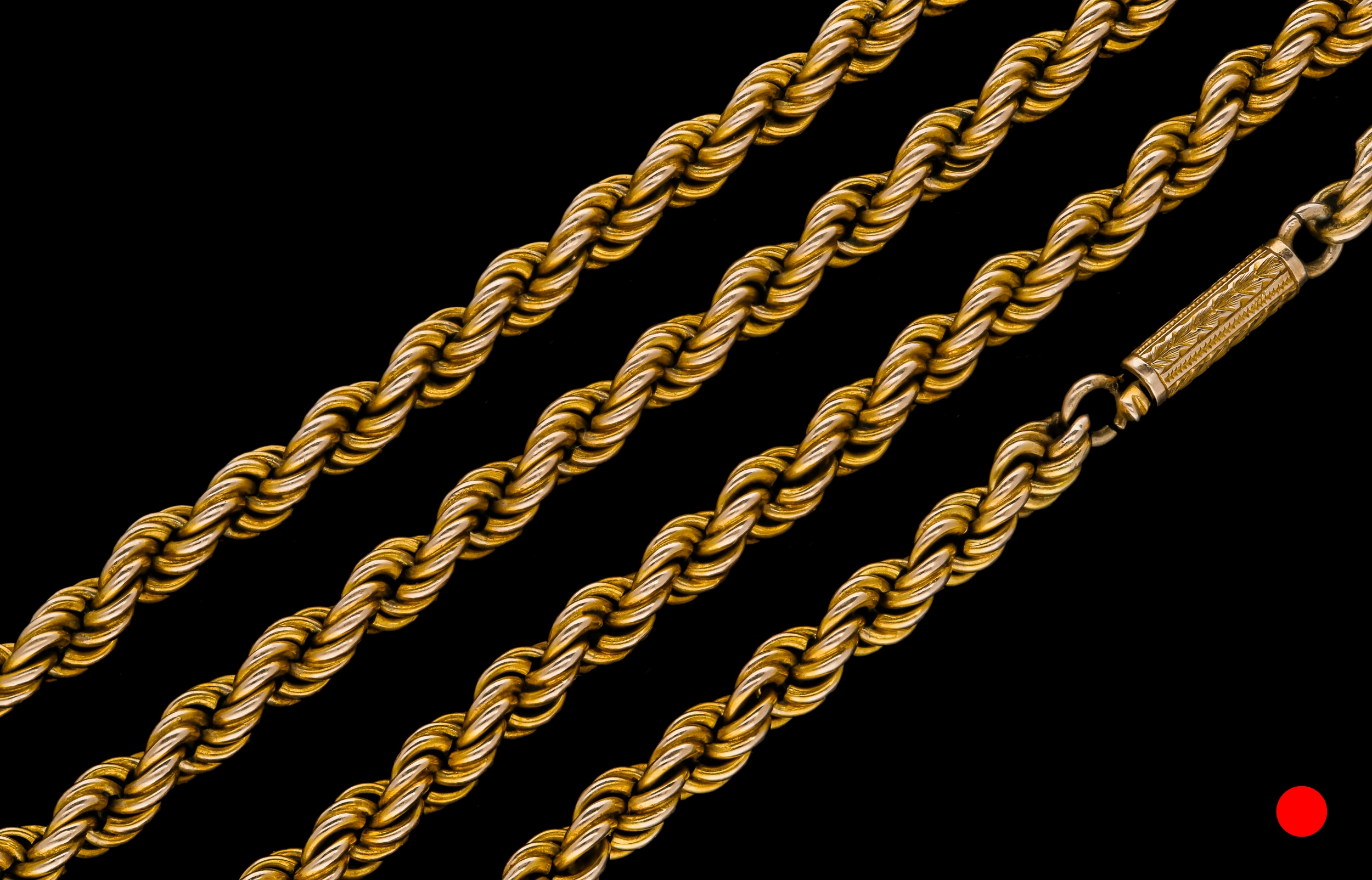 A Victorian 15ct yellow gold rope chain necklace | £2400