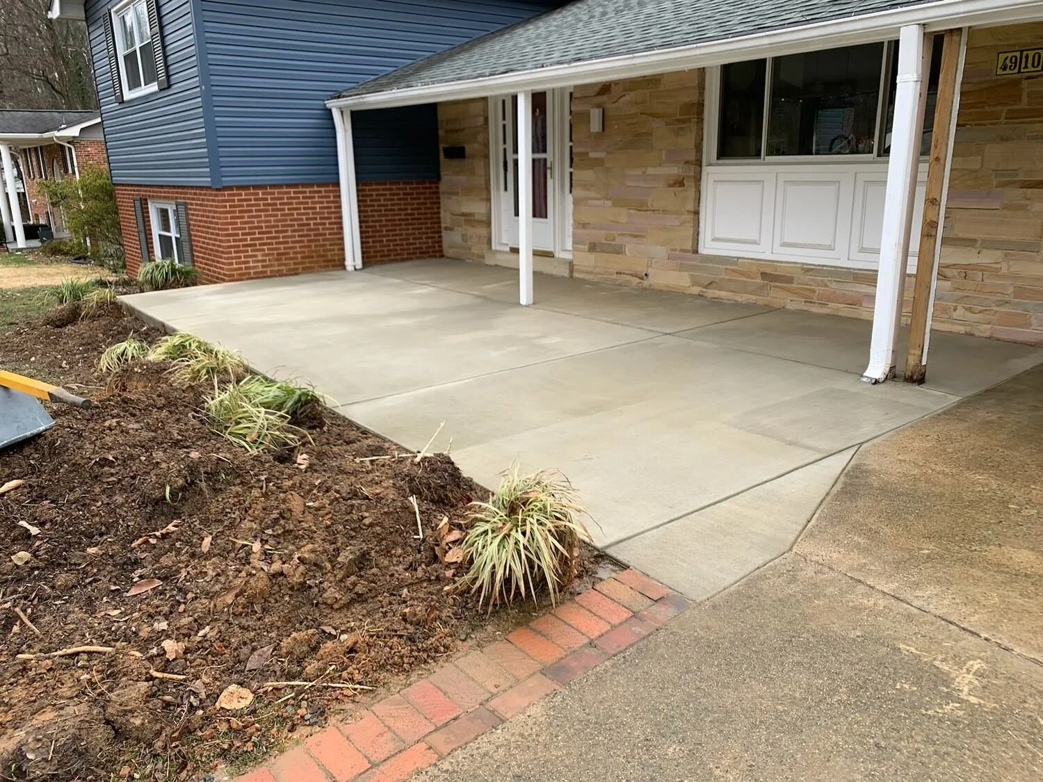 New front porch concrete slab, Annandale home