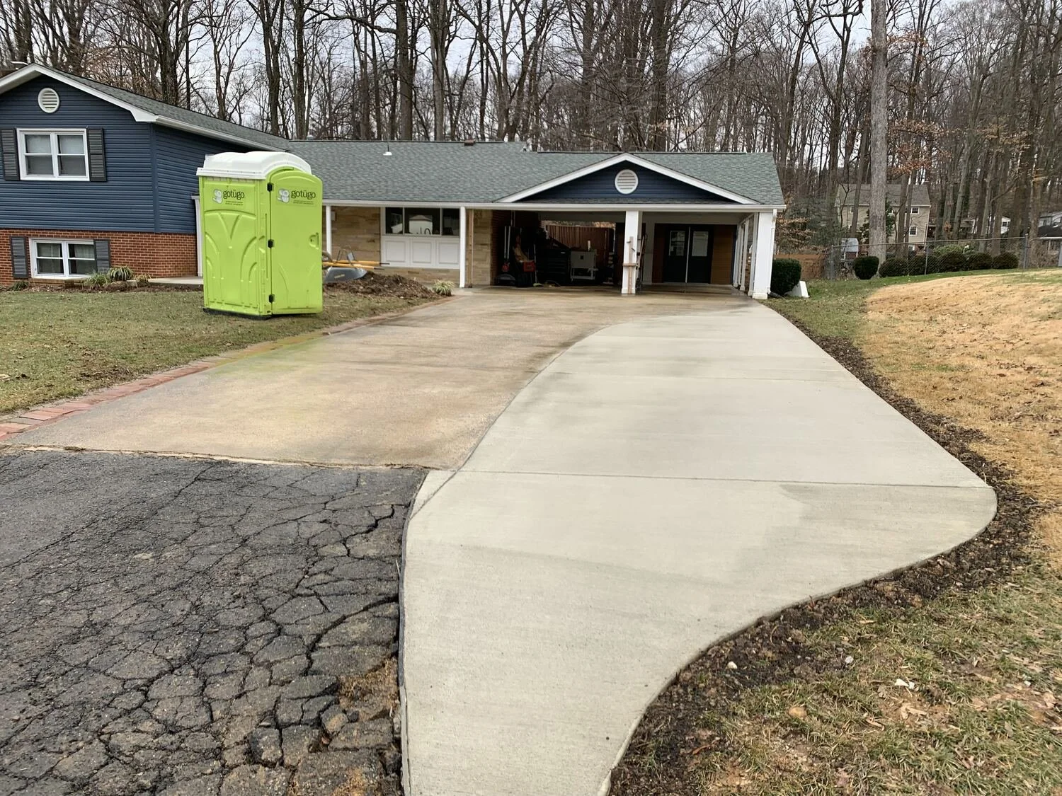 Widened concrete driveway, Annandale home