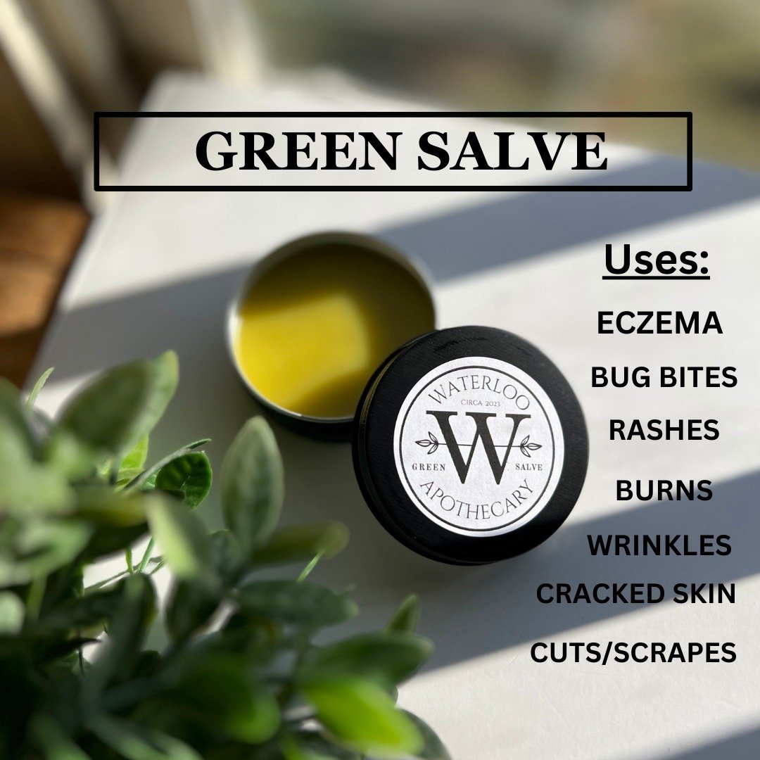 ***BACK IN STOCK**
Get QUICK HEALING with our PROPRIETARY Green Salve!!
It tackles:
Eczema, Bug Bites, Rashes, Burns, Wrinkles, Cracked Skin and
Cuts/Scrapes. One of our 
Customers said this SALVE cleared
 up ECZEMA that her prescription meds hadn't 