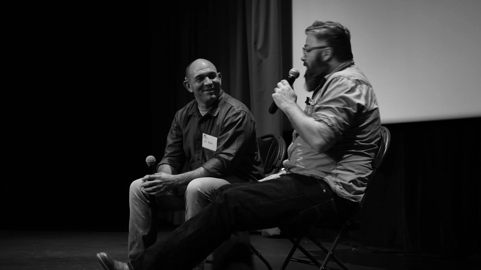 Filmmaker Eli Steele at a post-screening Q & A.