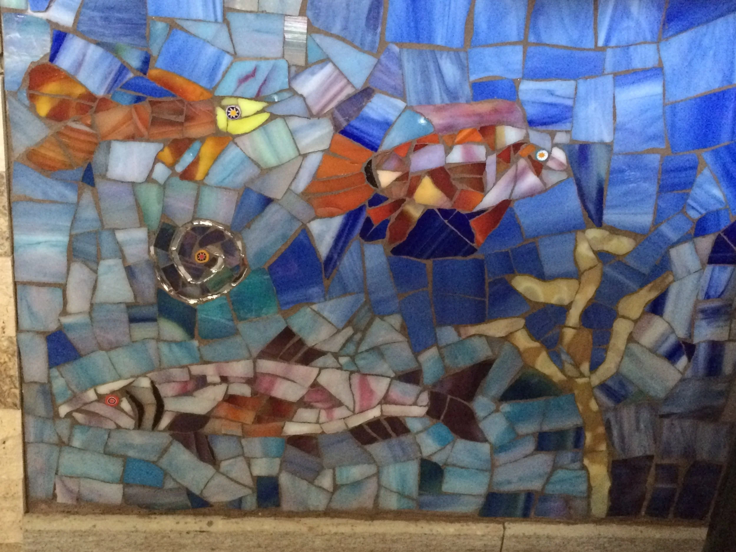 non-smoking section - detail under sea bathroom backsplash