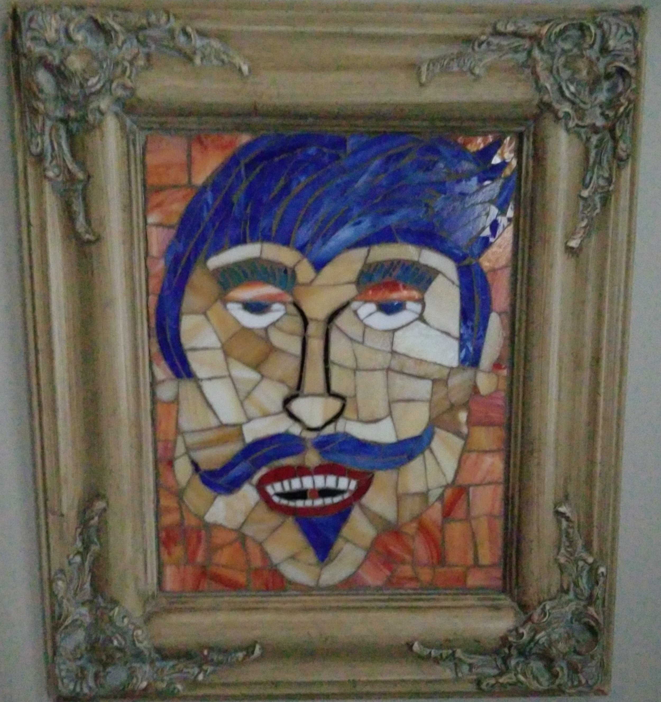 Mr. Man (8%22 - 10%22 glass mosaic in fancy frame).jpg