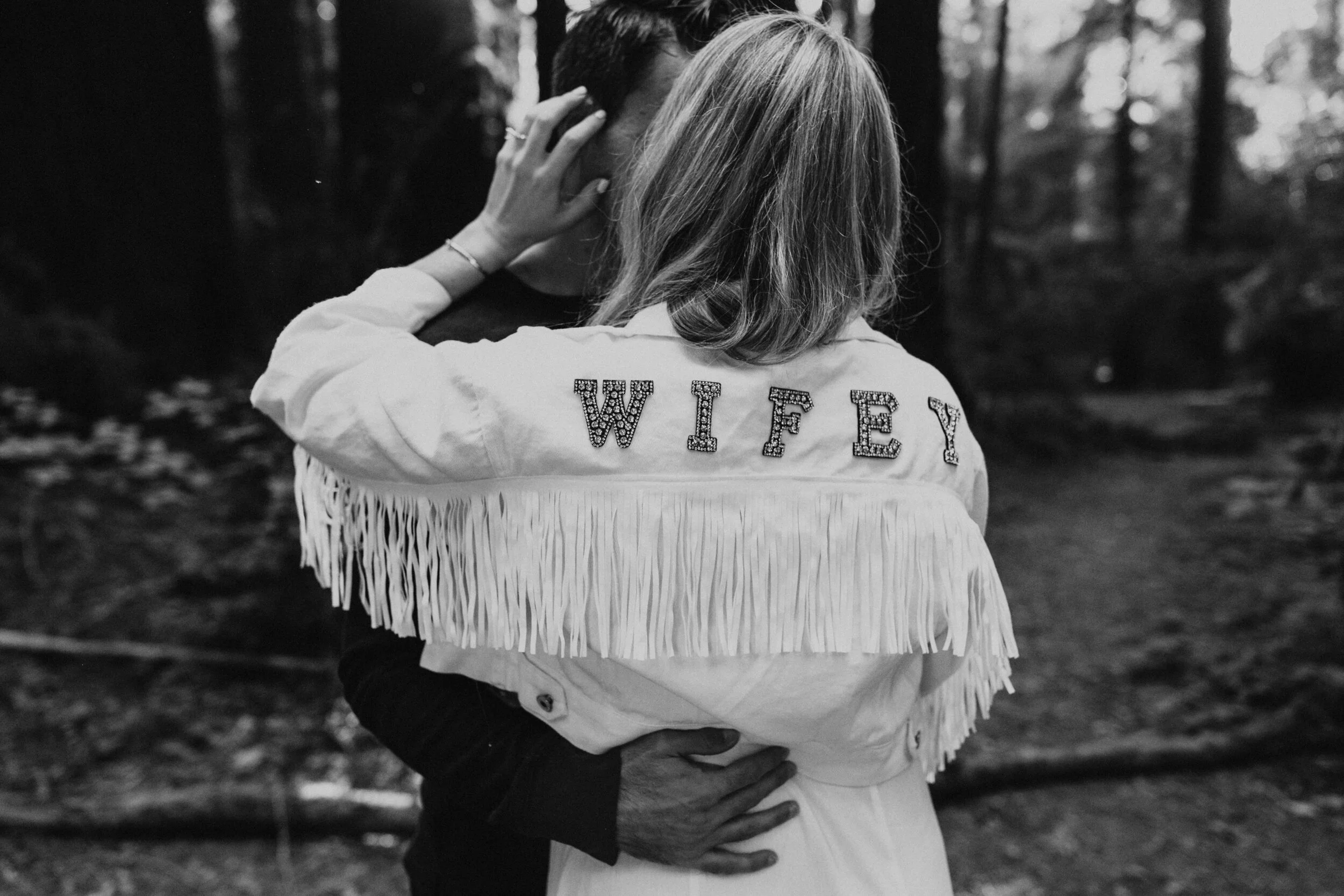 White Fringe Wifey Jacket — Nicola 