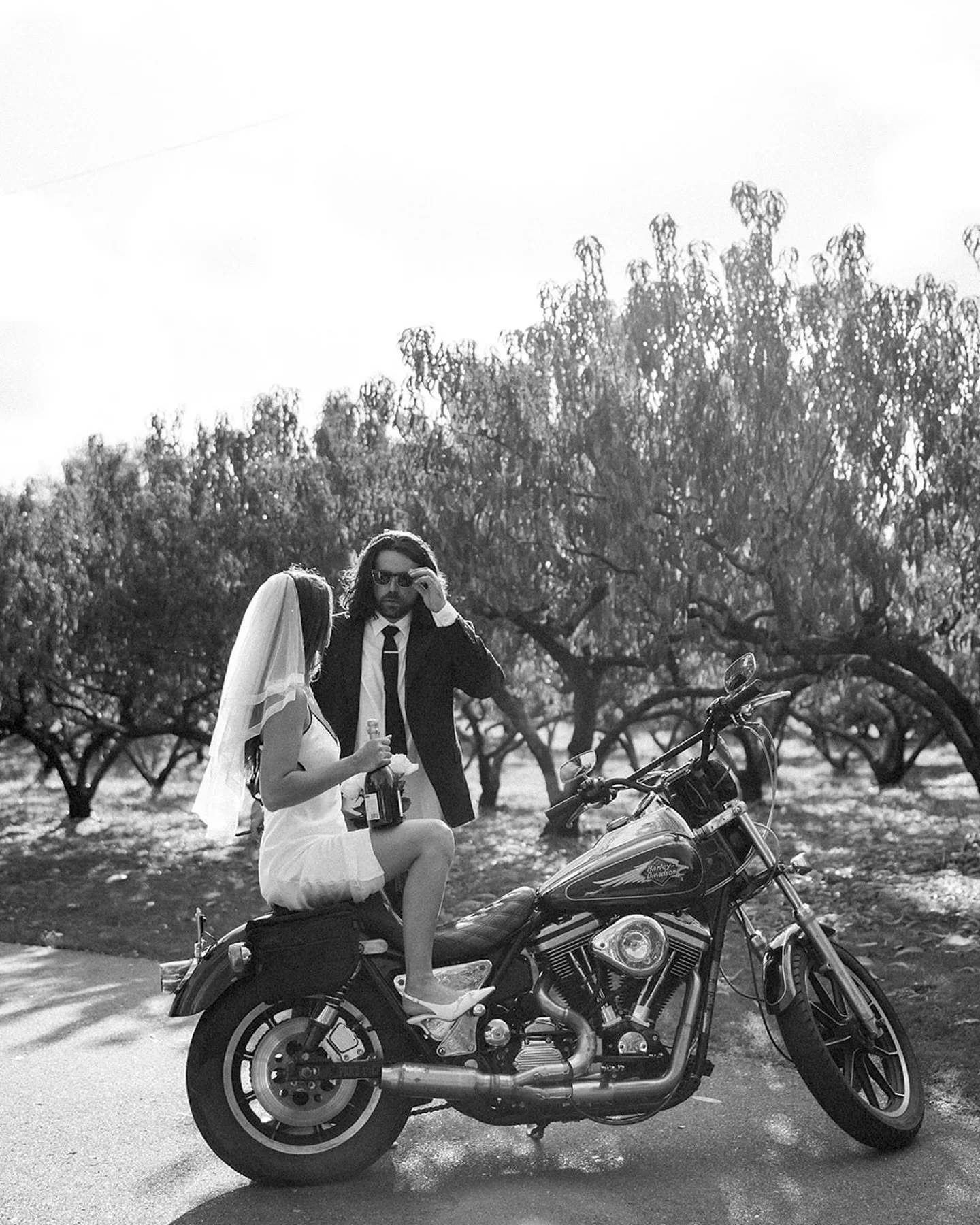 Sometimes all you need is a thrifted dress, a motorcycle + a bottle of champagne ❤️&zwj;🔥