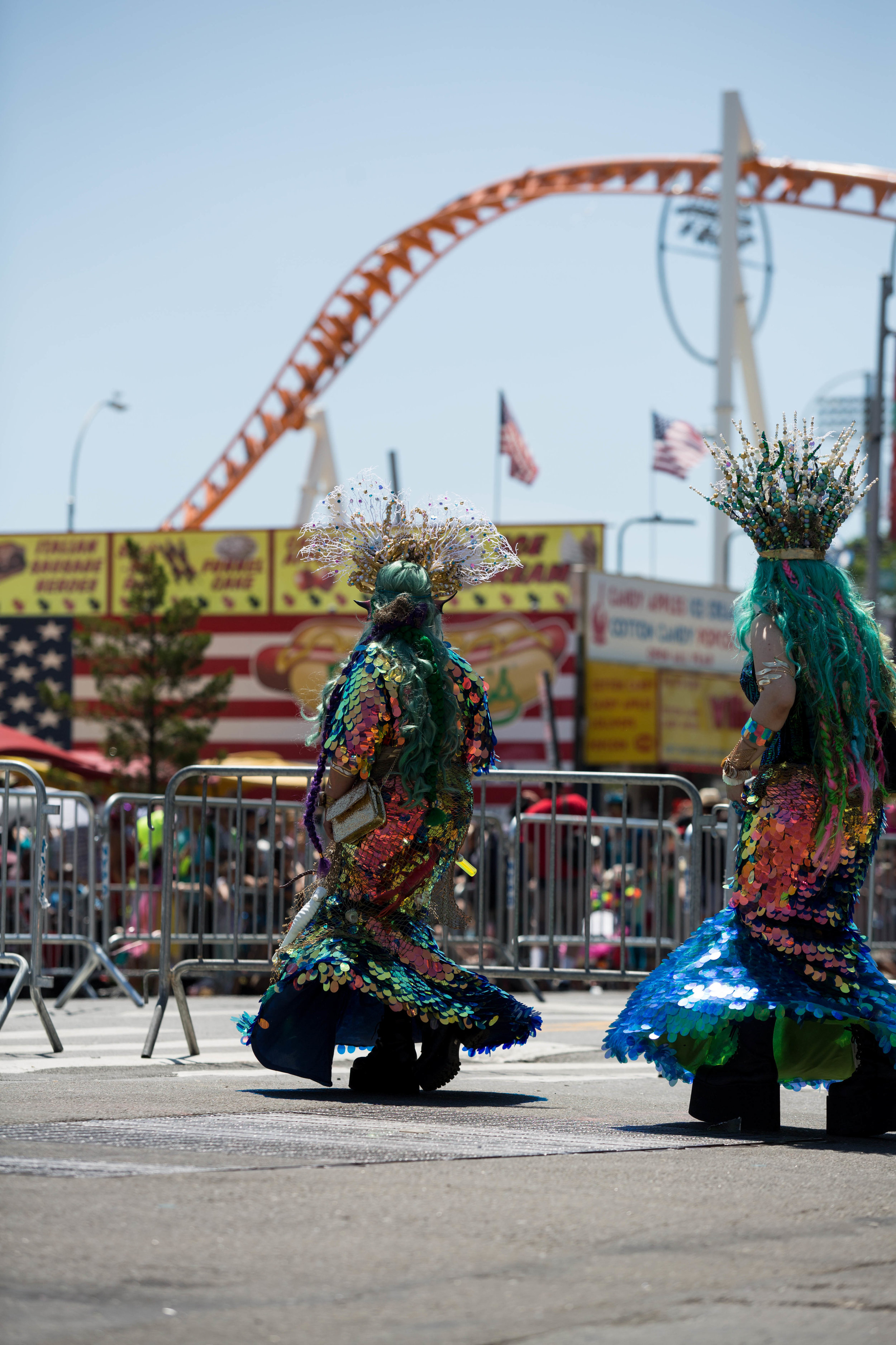  Sea creatures march down Surf Ave at Coney Island's 36th anual Mermaid Day Parade, on Saturday June 16, in New York. Photo: Wes Parnell 