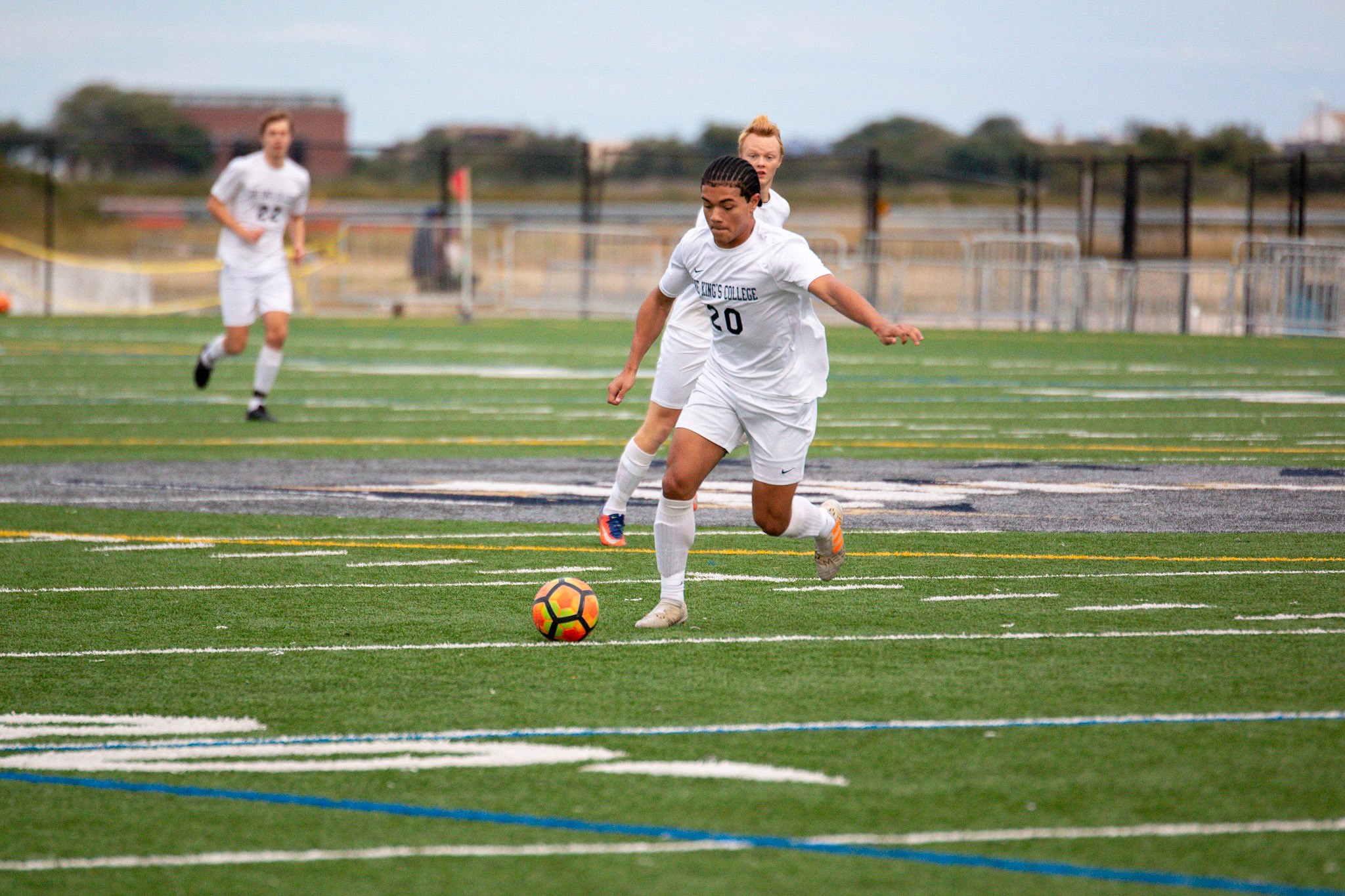 Spencer Smith (number 20) playing against Albany College of Pharmacy and Health Science on Oct. 14, 2018. || All photo credits to Brandon Hill.