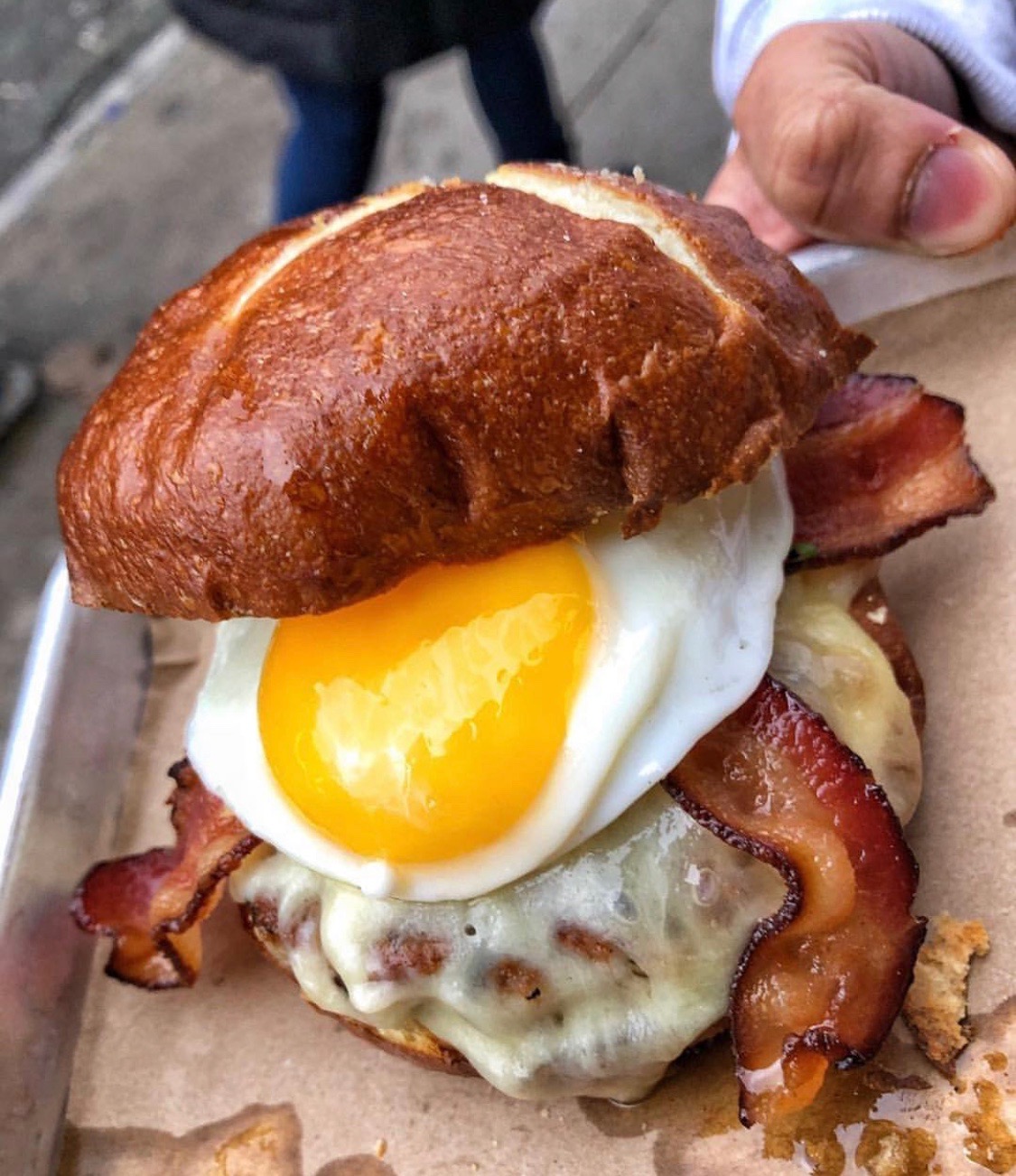 Bacon and egg burger from BarBacon. || Photo from the BarBacon Instagram: @bar_bacon