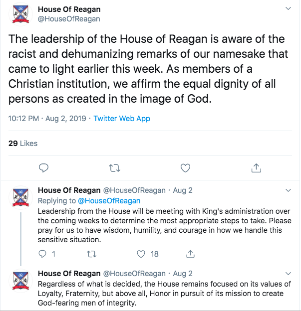 The tweets from the House of Ronald Reagan. ||