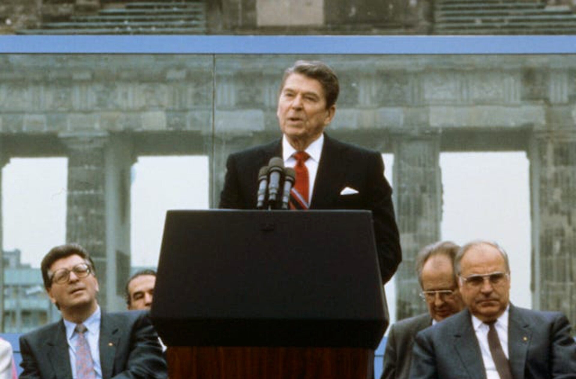 Ronald Reagan during his "Tear down this wall!" speech in Berlin on June 12, 1987. || Photo credit to History.com and provided by Zachary Wagner