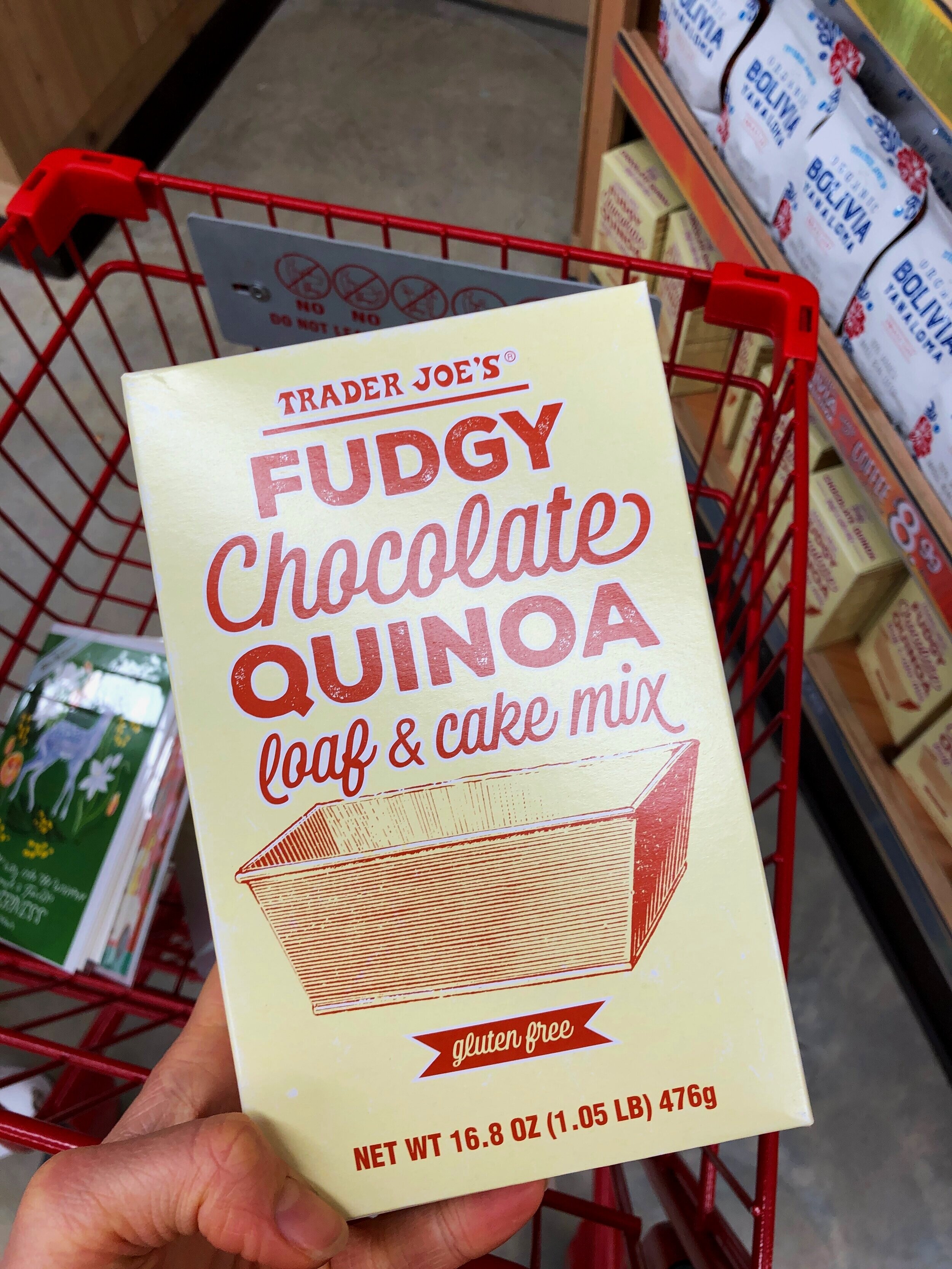 The Trader Joe’s Fudgy Chocolate Quinoa Loaf & Cake Mix. ||Photo credit to Serena Tuomi