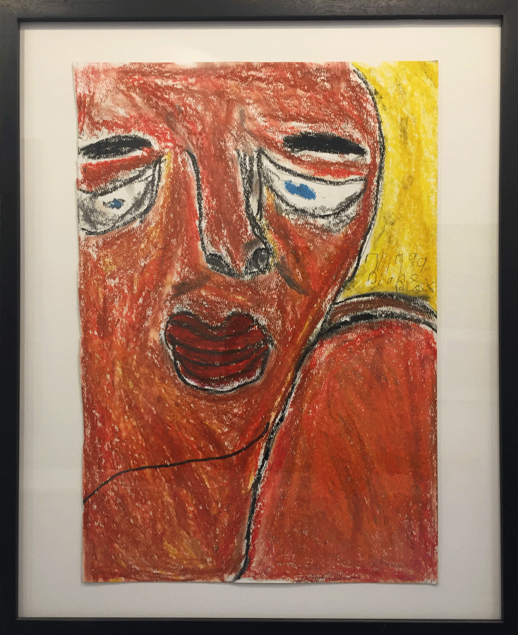 Untitled (Large Face and Shoulder) 1999 Diane Black Oil crayon, pencil on paper 22 1/4" x 15 3/4"