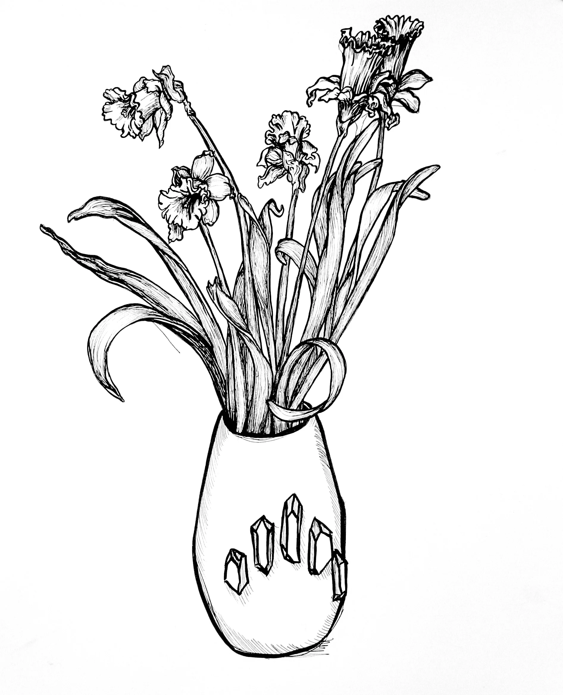 Flower Drawing Excerpt from a larger series 14"x17" Pen on paper, 2016