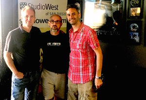 Studio West owner Peter Dyson, Mike Dolbear, and Drum Ambition owner Simon DasGupta.