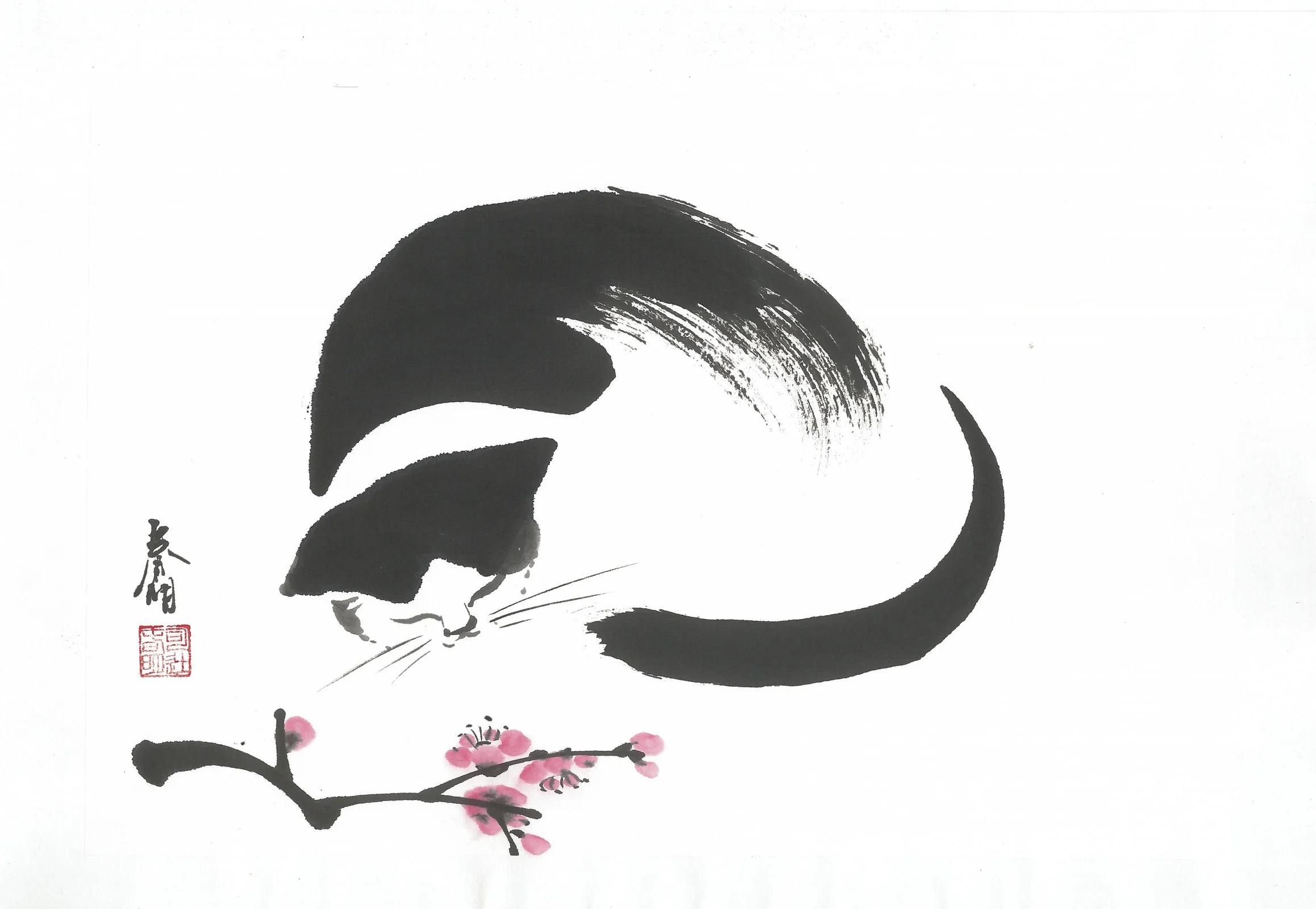 Cat in a Hat on the Ground (12" x 9")