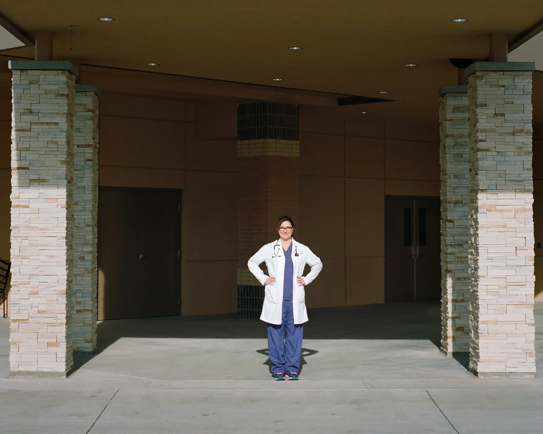 Dr. Diane outside of the emergency room in Worland, Wyoming.
