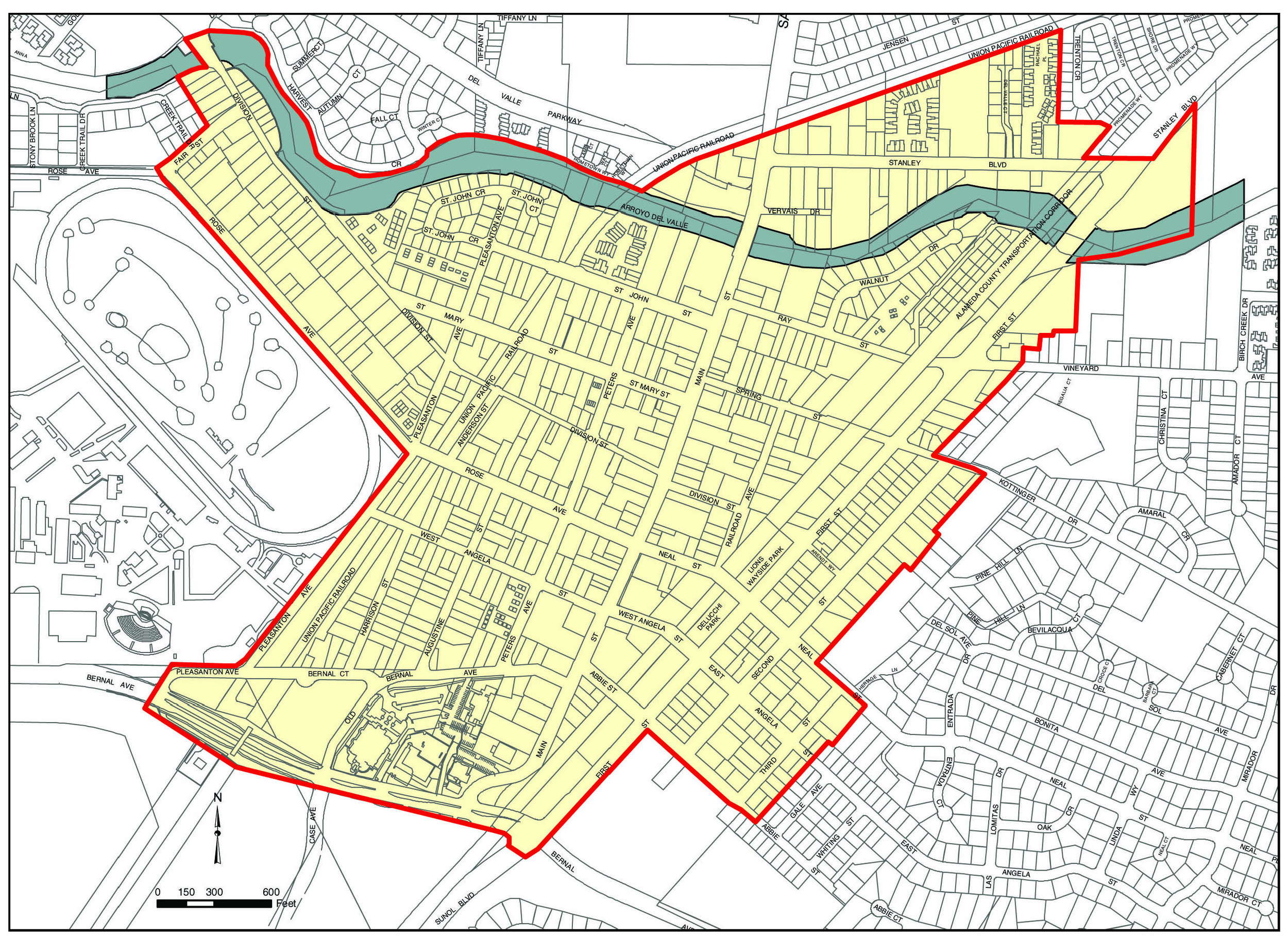 Downtown Pleasanton Planning Area Map