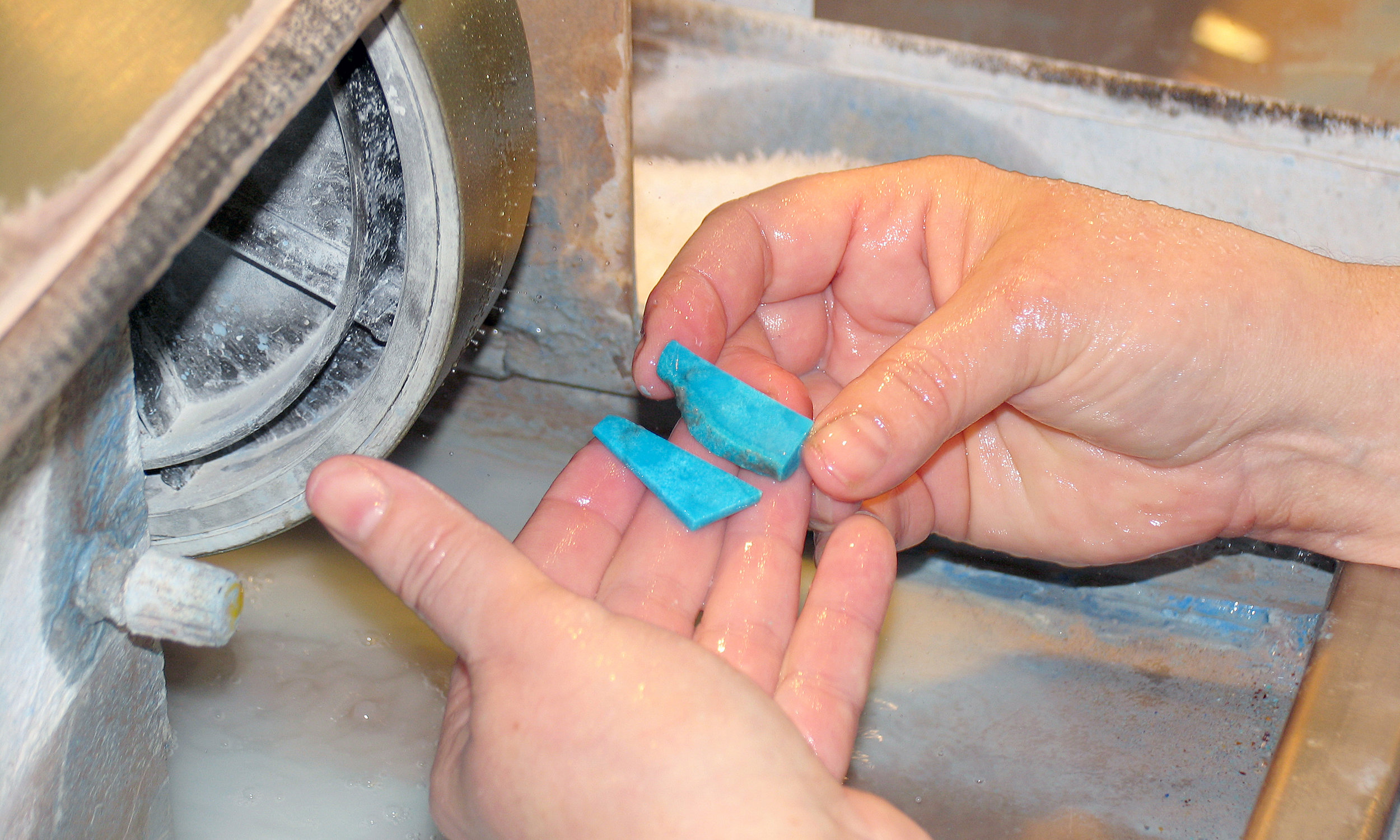 After grinding the first piece, mirror image mate has to be worked to match it.