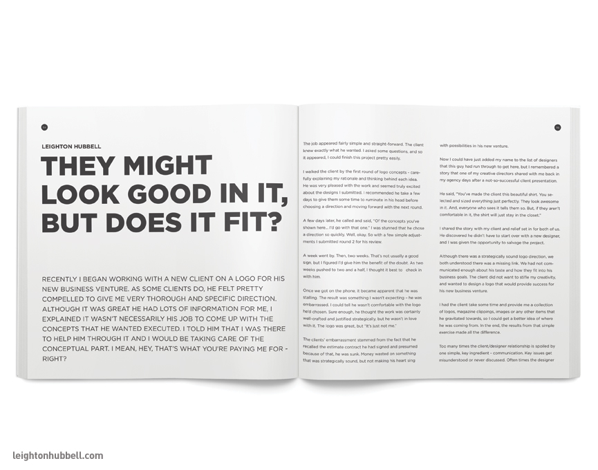 The opening spread to my contributing article entitled, They might look good in it, but does it fit?
