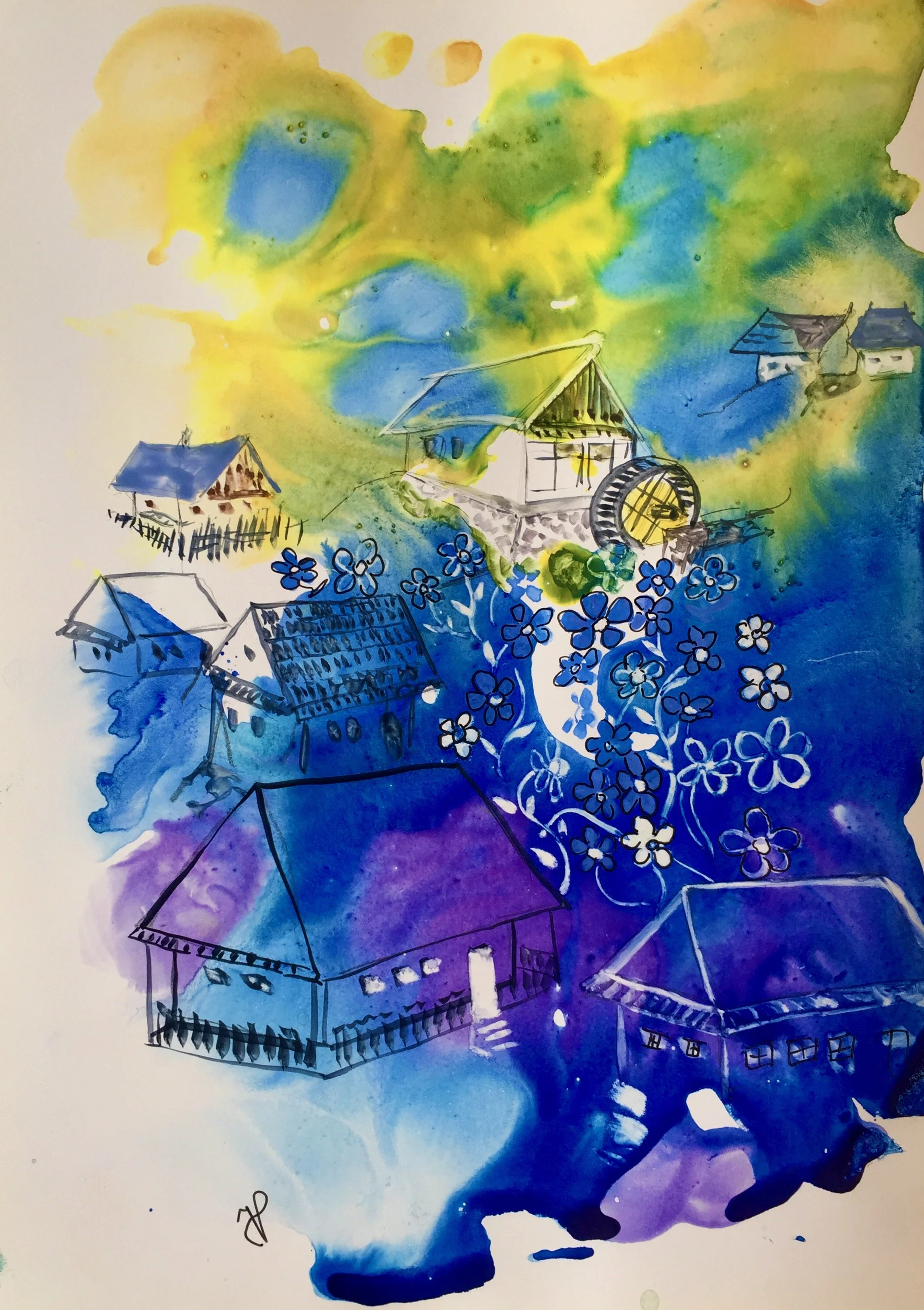 Doar flori de ,,nu mǎ uita,, pe gârla morii