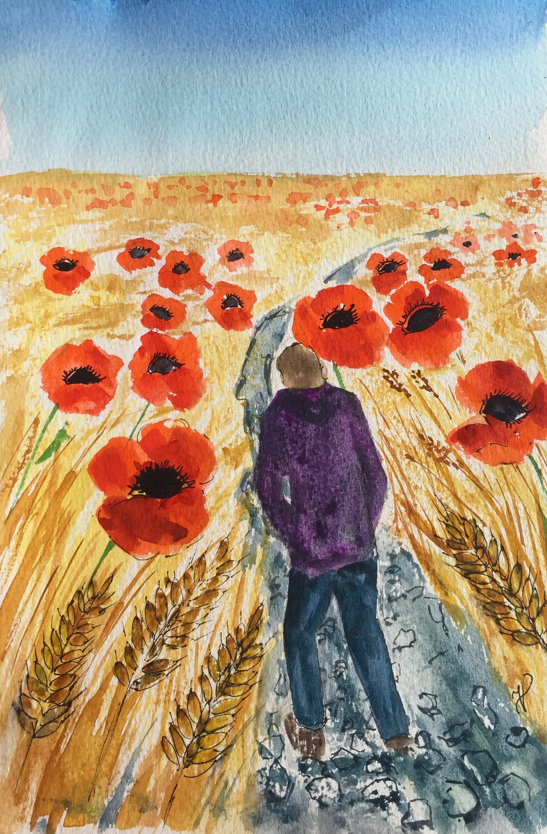 Pe alei cu maci- plin de ochi negri