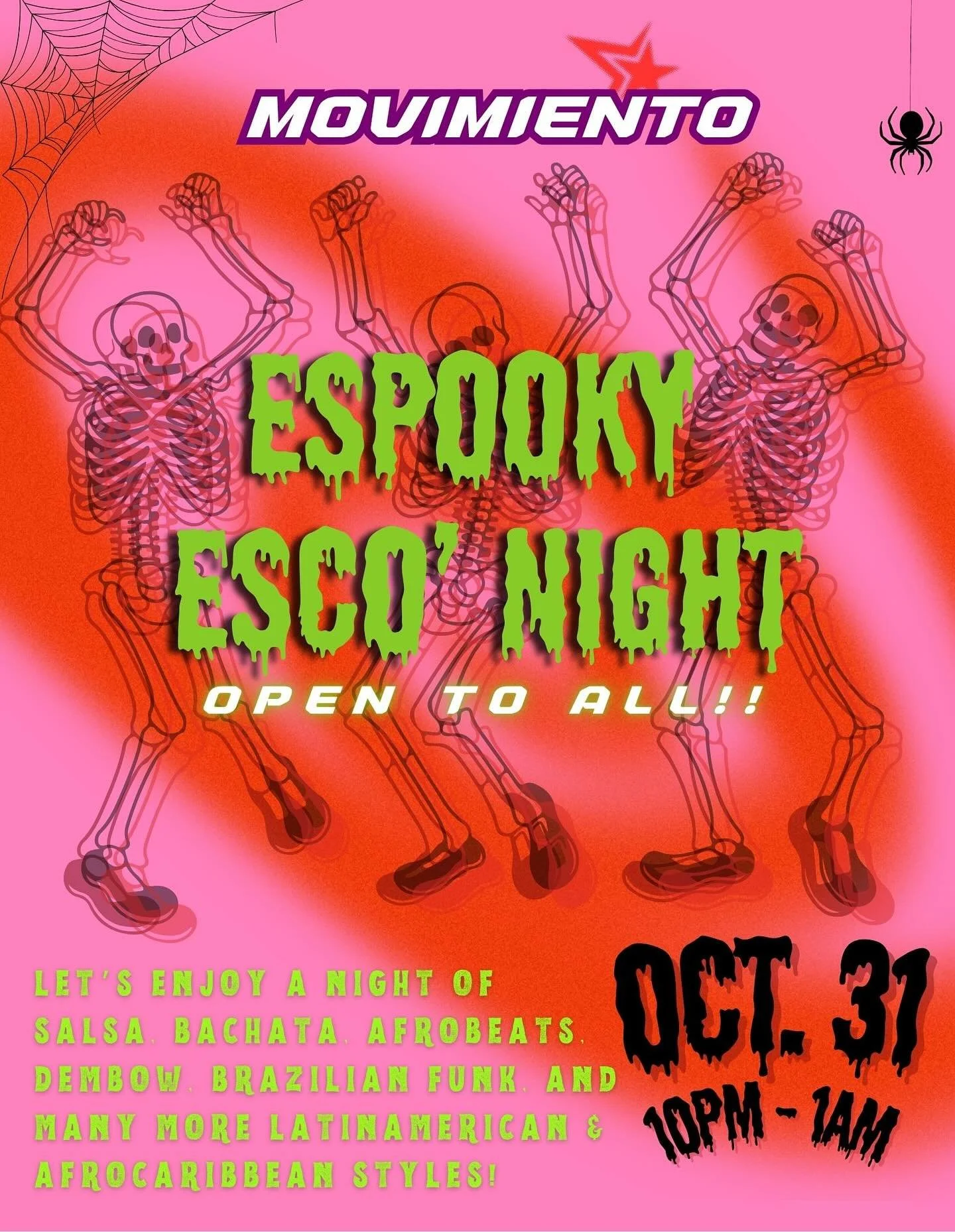Halloween is coning up, and the Sco has not forgotten. On October 31st, we&rsquo;ll be having an Espooky Esco&rsquo; night with Latin American and Afrocaribbean music! Doors at 10 PM.
