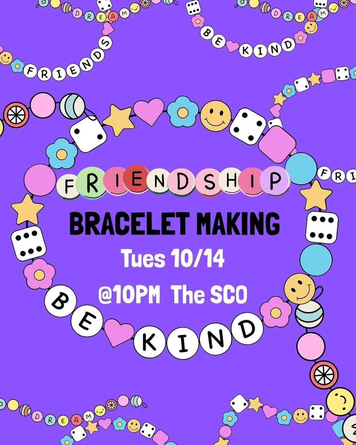 On Tuesday the 14th, we&rsquo;re having a friendship bracelet making EXTRAVAGANZA!! If you&rsquo;ve been feeling uninspired accessory wise lately, this is the night for you. Doors @ 10 PM.
